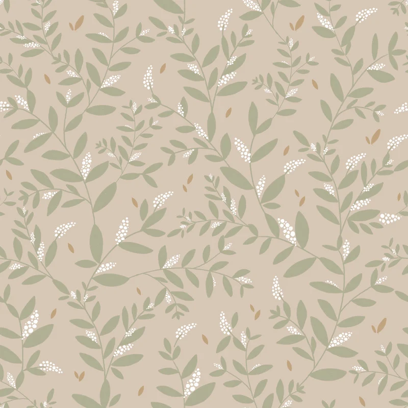 Dekornik Tapete Delicate Twigs with Grün and Beige Streifen 50 x 280