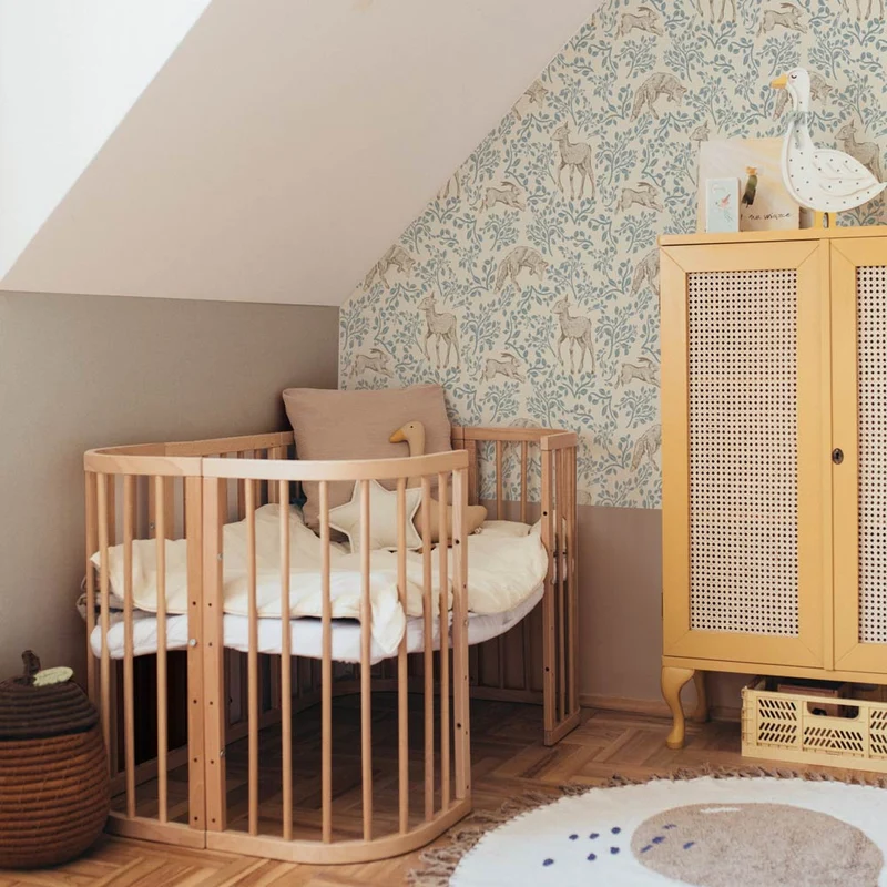 Dekornik Tapete Forest animals and fairytale beige Streifen 50 x 280