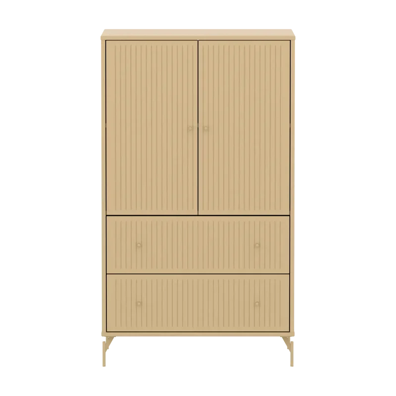Flexa Saga Schrank, 2 Türen und 2 Schubladen mit Rillen Sand