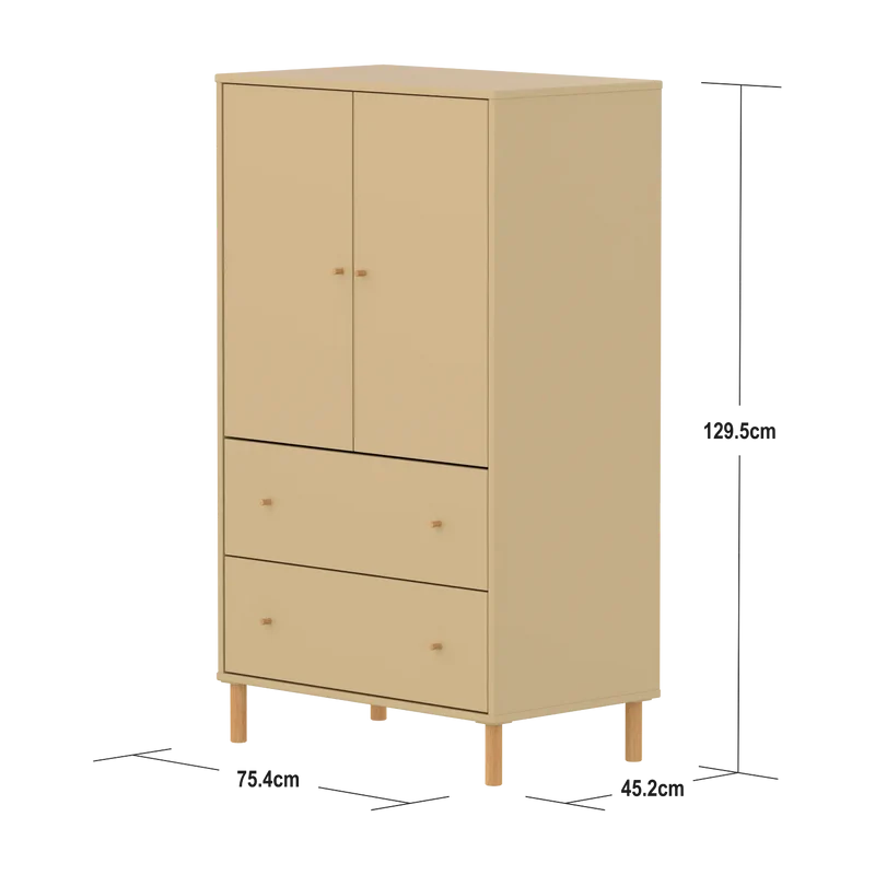 Flexa Saga Schrank, 2 Türen und 2 Schubladen Sand/Eiche