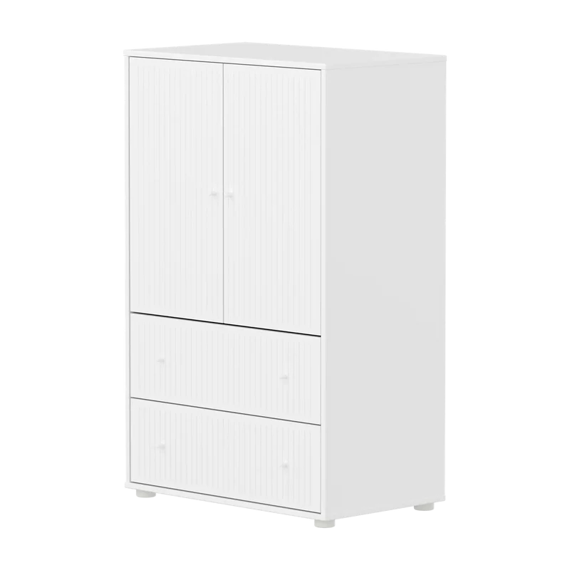 Flexa Saga Schrank, 2 Türen und 2 Schubladen mit Rillen Weiss