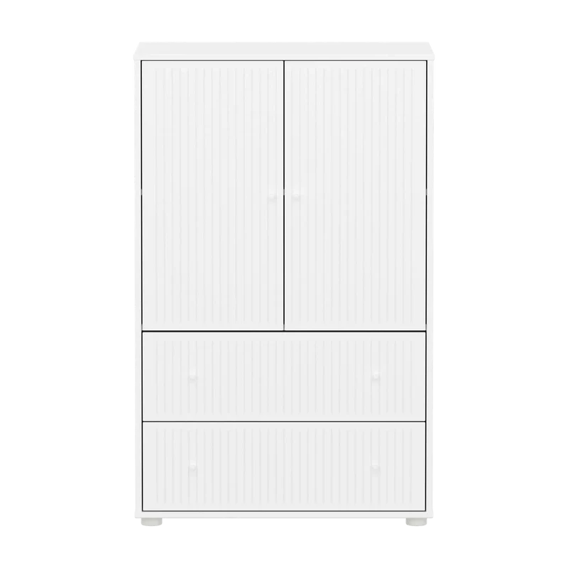 Flexa Saga Schrank, 2 Türen und 2 Schubladen mit Rillen Weiss