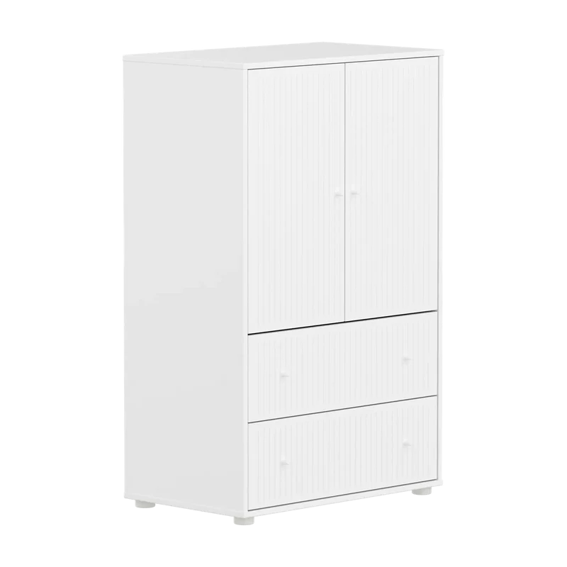 Flexa Saga Schrank, 2 Türen und 2 Schubladen mit Rillen Weiss