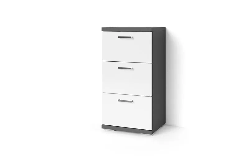 Badezimmer Seitenschrank / in anthrazit, Sonoma Eiche (Eiche-Optik) oder weiß / B 35,5, H 74, T 31,5 cm / mit 2 Schubkästen