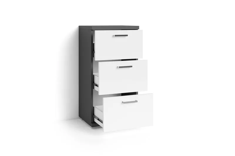 Badezimmer Seitenschrank / in anthrazit, Sonoma Eiche (Eiche-Optik) oder weiß / B 35,5, H 74, T 31,5 cm / mit 2 Schubkästen