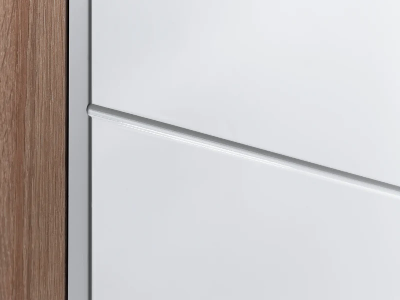 Badezimmer-Hochschrank NEBRASKA / in anthrazit, Sonoma Eiche (Eiche-Optik) oder weiß / B 50, H 192, T 31,5 cm / 4 Türen mit offenen Elementen & viel Stauraum