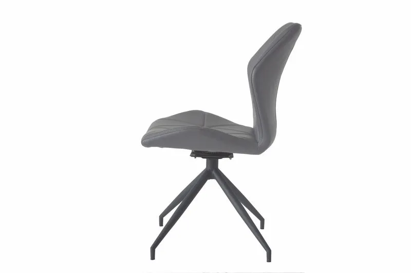 Esszimmerstuhl 2er Set IMKE / Kunstleder grau oder schwarz / Gestell Metall schwarz / Sitzschale 360° drehbar / Esszimmerstuhl / Diamanten-Steppung / B 52, H 90,5, T 62 cm