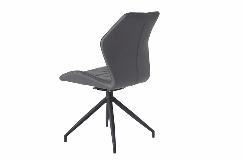 Esszimmerstuhl 2er Set IMKE / Kunstleder grau oder schwarz / Gestell Metall schwarz / Sitzschale 360° drehbar / Esszimmerstuhl / Diamanten-Steppung / B 52, H 90,5, T 62 cm