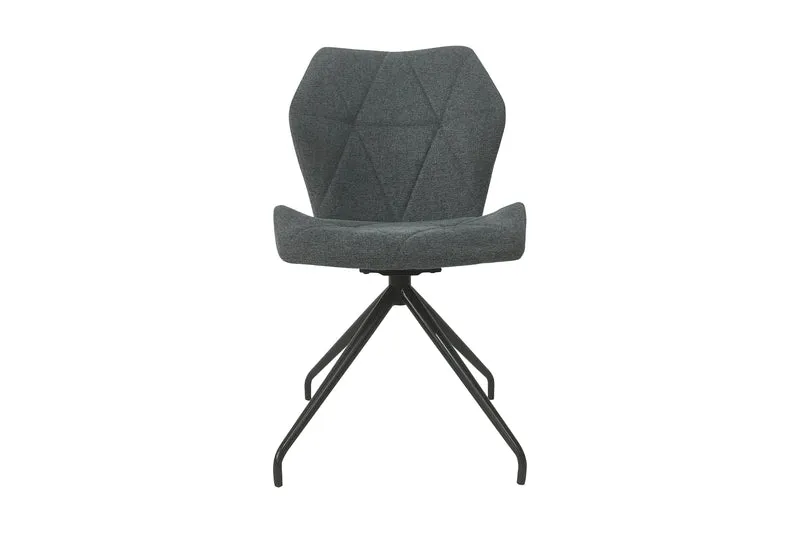 Esszimmerstuhl 2er Set IMKE / Kunstleder grau oder schwarz / Gestell Metall schwarz / Sitzschale 360° drehbar / Esszimmerstuhl / Diamanten-Steppung / B 52, H 90,5, T 62 cm