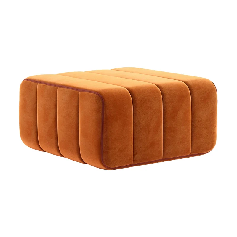 Module en tissu velours Barcelone orange 68x68x34cm Curt - Ambivalenz