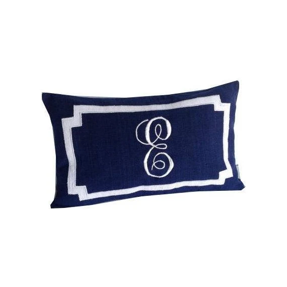 Letter Lumbar Pillows, Personalized 12x20 Navy Blue Pillows