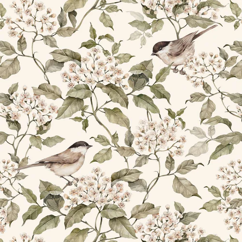 Dekornik Tapete Vögel and Beige Spring Streifen 50 x 280