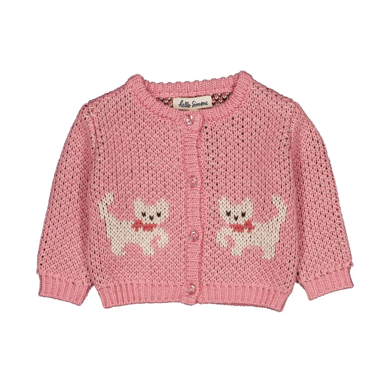 JEANNETTE BABY CARDIGAN - KITTY PALE ROSE