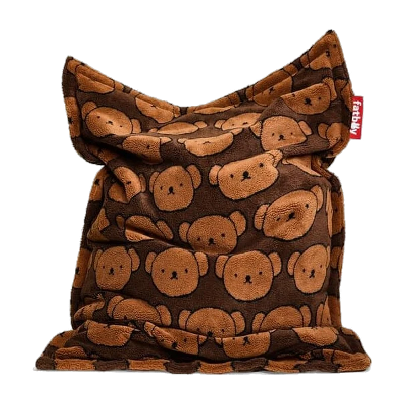 Pouf pour enfant en tissu doux marron 155x120x2cm Original Slim Teddy x Boris - Fatboy