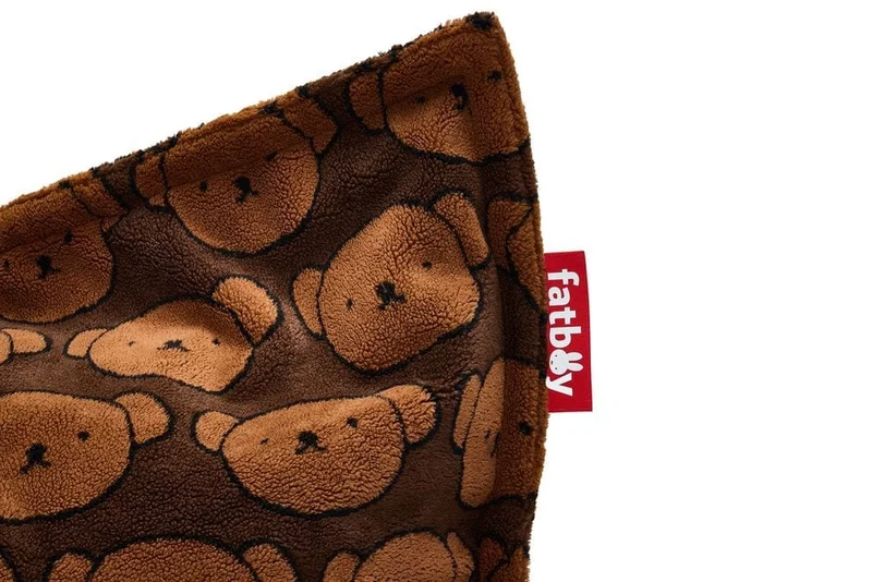 Pouf pour enfant en tissu doux marron 155x120x2cm Original Slim Teddy x Boris - Fatboy