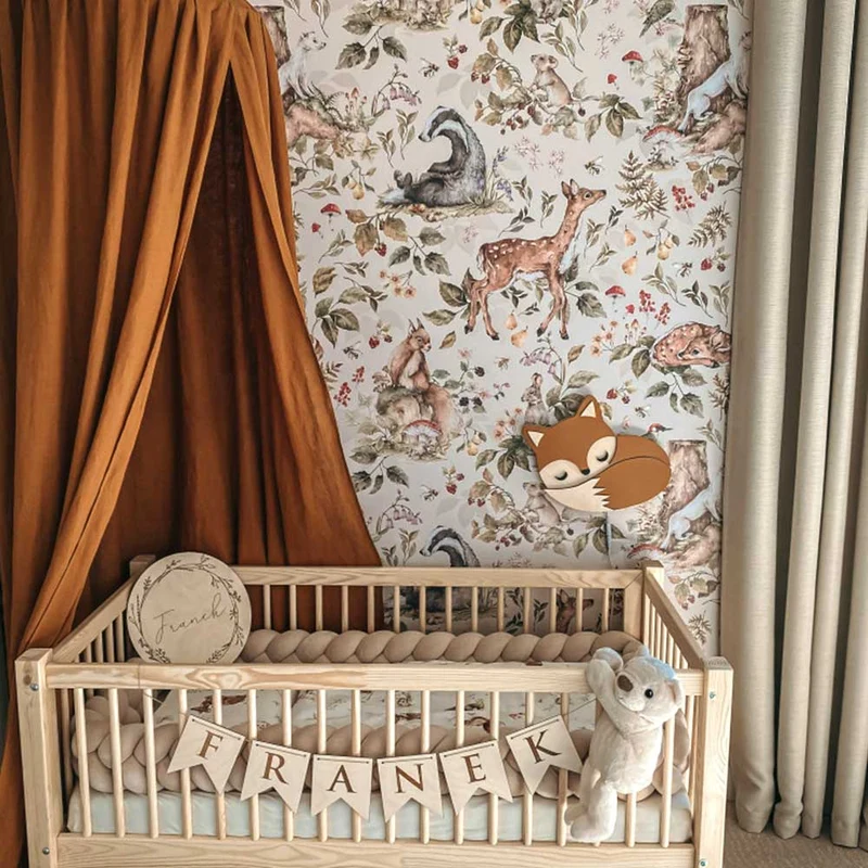 Dekornik Tapete Cute forest animals Hell Streifen 100 x 280