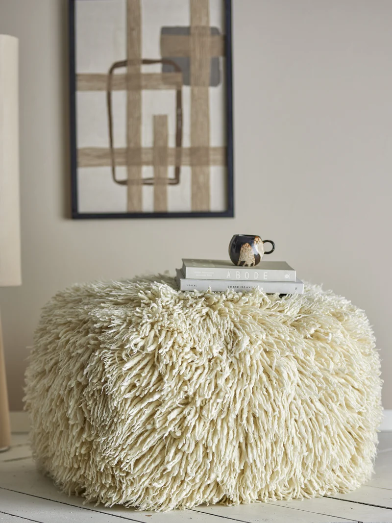 Pouf en laine naturelle 80x45x80cm Lomba - Bloomingville
