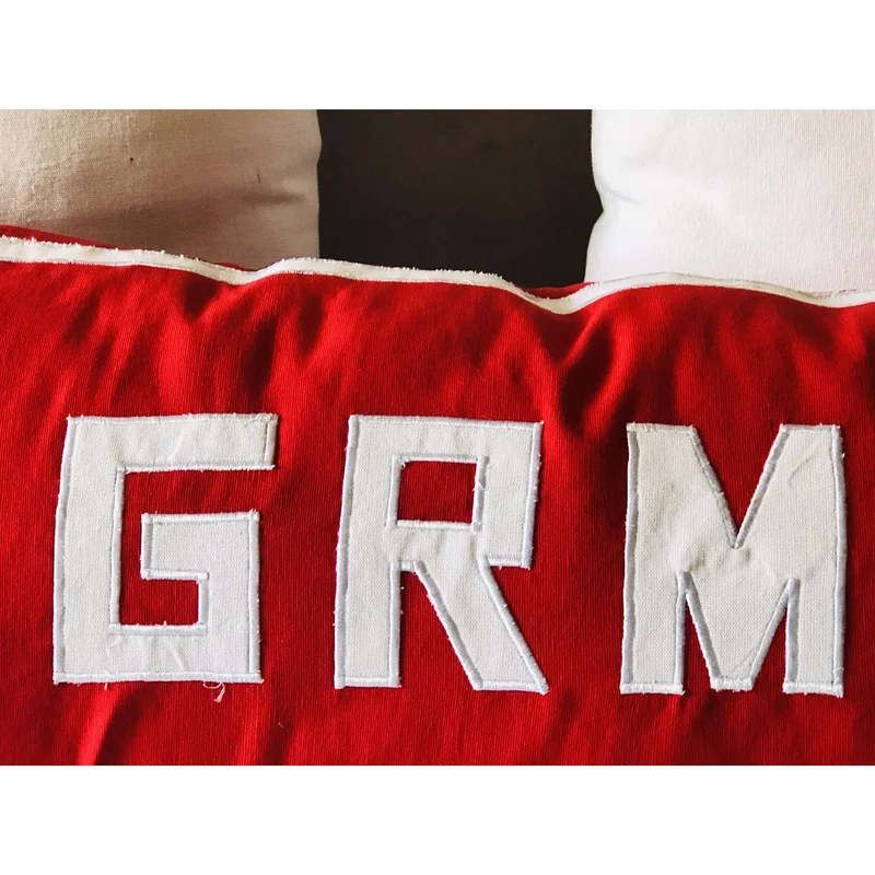 Red Appliquéd Monogrammed Bed Pillow Cover