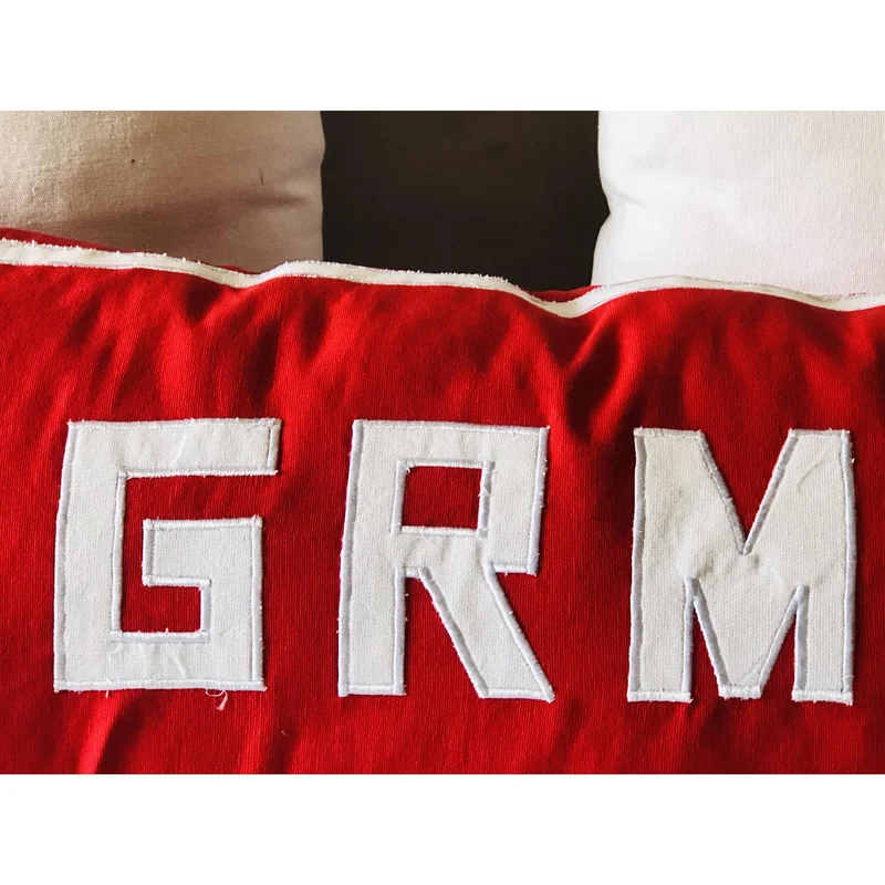 Red Appliquéd Monogrammed Bed Pillow Cover