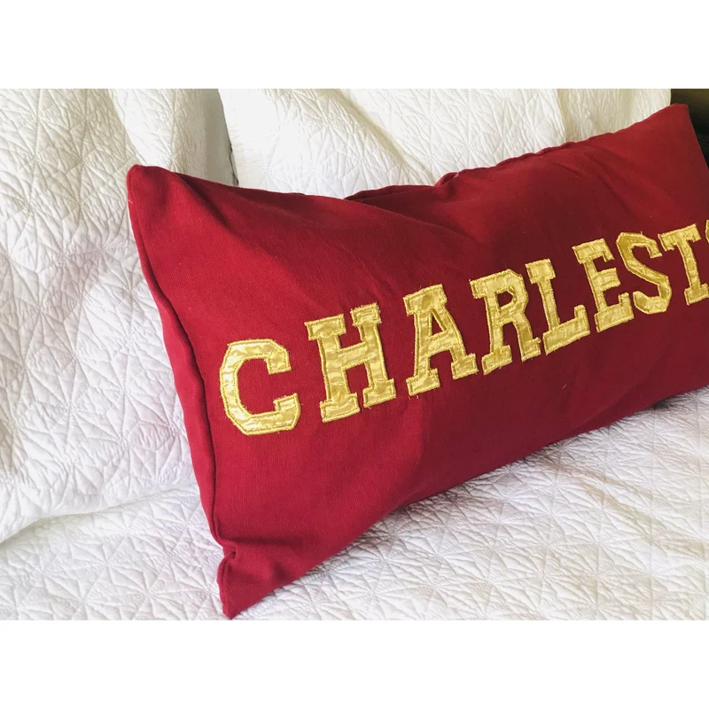 Red Personalized Name Pillow Cover, Queen/King Bed Pillow