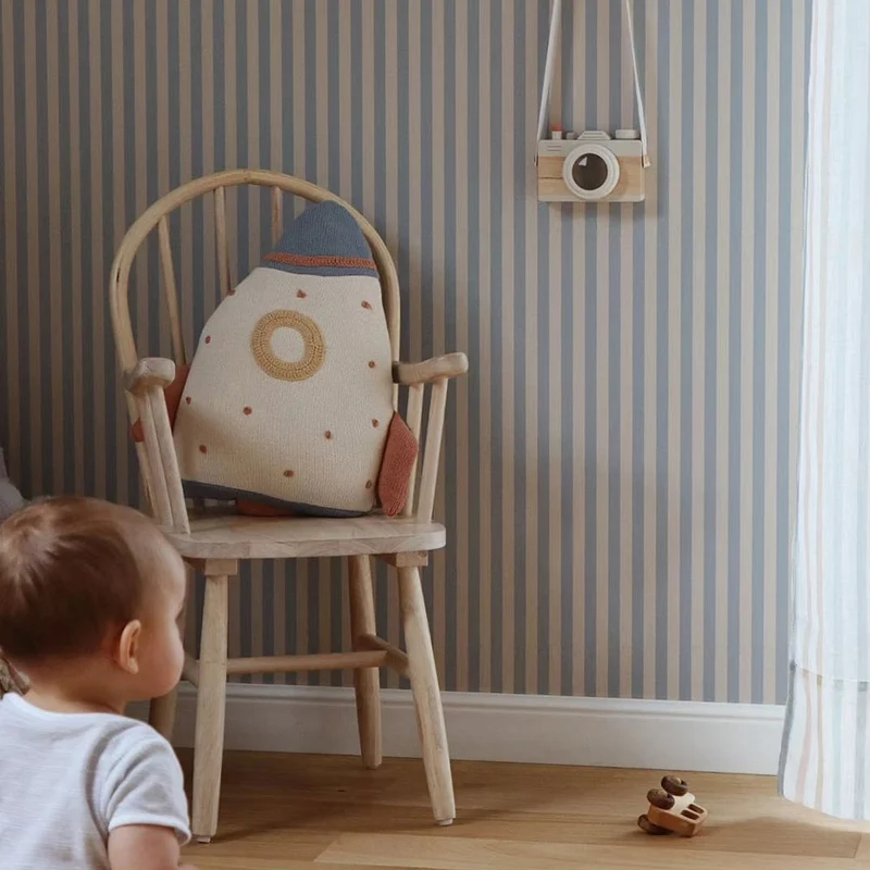 Dekornik Tapete Simple Vintage Streifen Beige Blau Streifen 50 x 280
