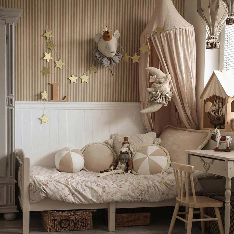 Dekornik Tapete Simple Vintage Streifen Beige Braun Streifen 50 x 280