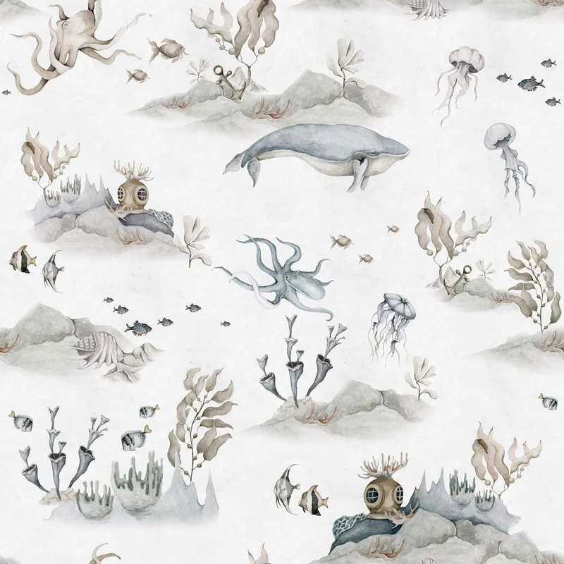 Dekornik Tapete Underwater World Weiss Streifen 100 x 280