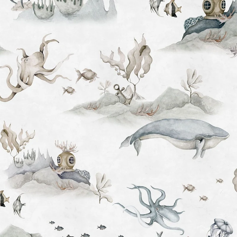 Dekornik Tapete Underwater World Weiss Streifen 100 x 280