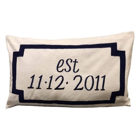 Date Personalized Long Lumbar Monogram Pillow Cover