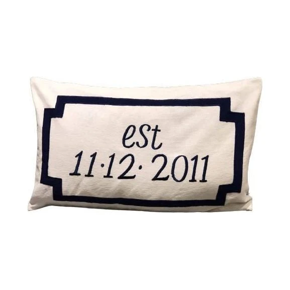 Date Personalized Long Lumbar Monogram Pillow Cover