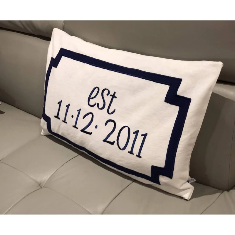 Date Personalized Long Lumbar Monogram Pillow Cover