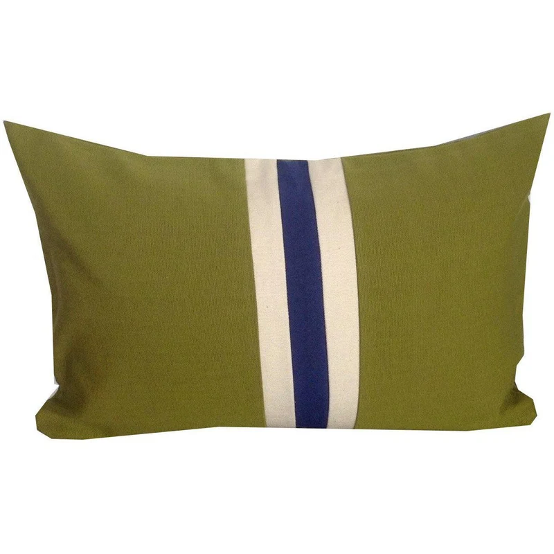 GreenOlive Green, Cream and Navy pillow 12"x18"'Rectangle Color Pillows