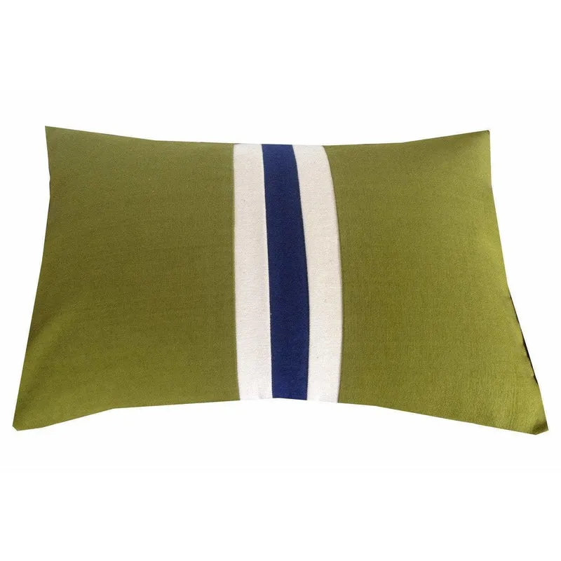 GreenOlive Green, Cream and Navy pillow 12"x18"'Rectangle Color Pillows