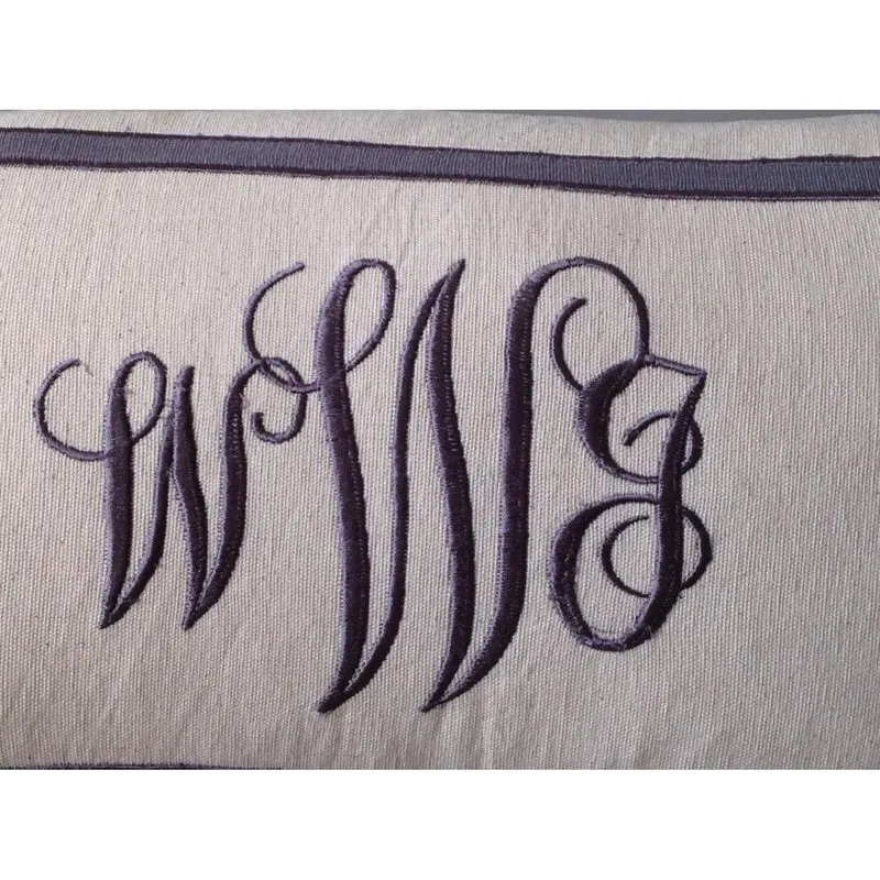 Monogram Ivory Long Pillows, Monogram Bedroom Decor