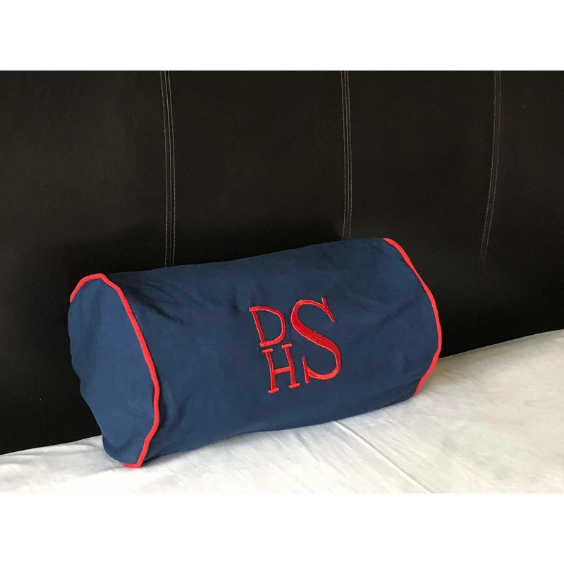 Navy Blue Personalized Long Bolster Pillow, Monogram Blue Pillows