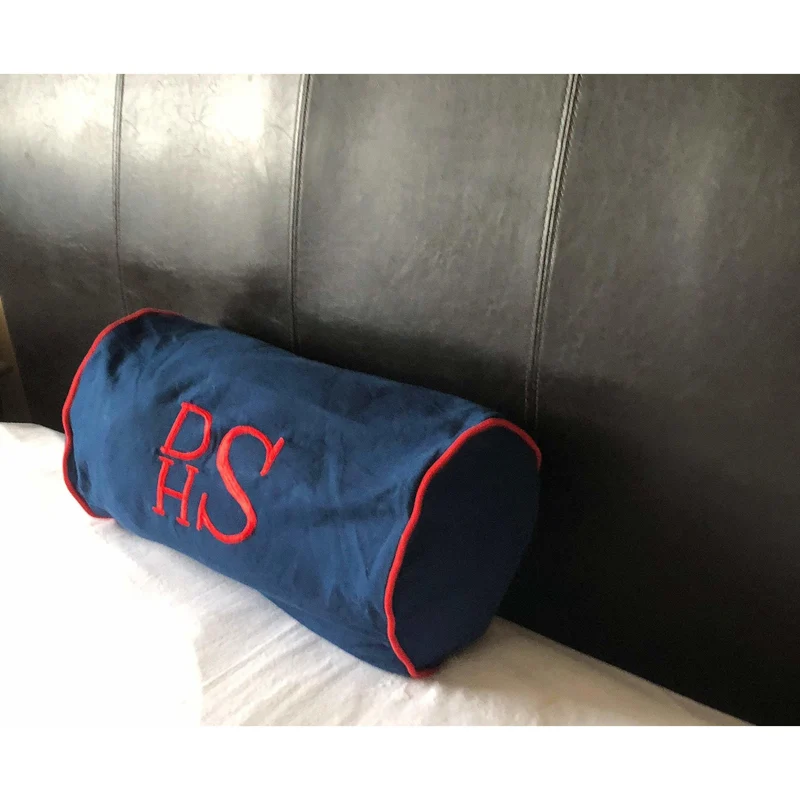 Navy Blue Personalized Long Bolster Pillow, Monogram Blue Pillows