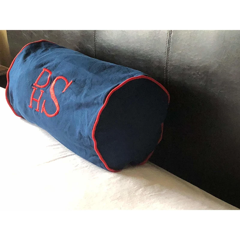 Navy Blue Personalized Long Bolster Pillow, Monogram Blue Pillows