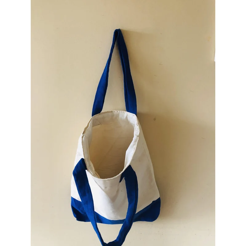 Upcycle Cotton Tote Bags Blue, Eco Friendly Grocery Bags, Shopping & Gym Bag