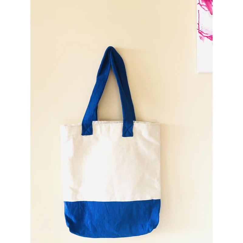 Upcycle Cotton Tote Bags Blue, Eco Friendly Grocery Bags, Shopping & Gym Bag