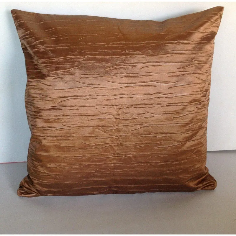 Metallic Pillow Cover, Brown Decorative Cushion Cover 20"X20"