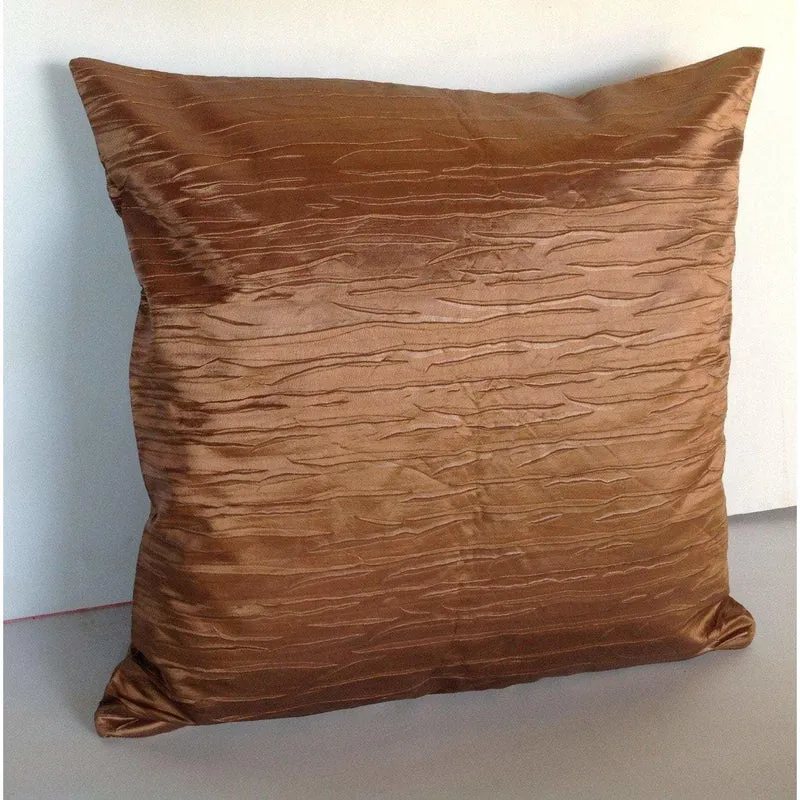 Metallic Pillow Cover, Brown Decorative Cushion Cover 20"X20"