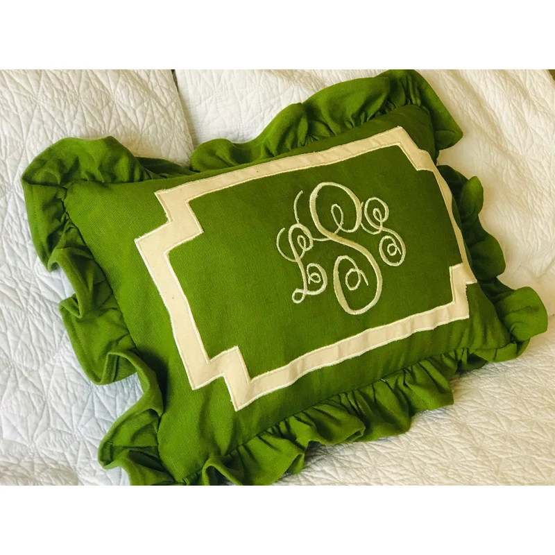 Green Ruffles Lumbar Ruffle Pillows
