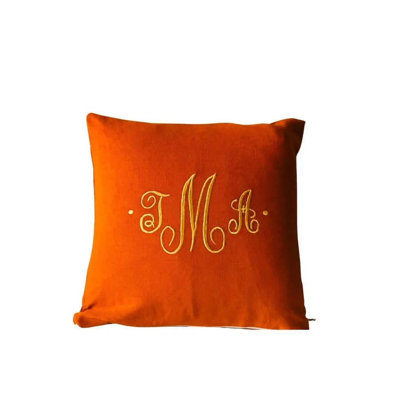 Monogram Rust Pillow Cover, Decorative Monogrammed