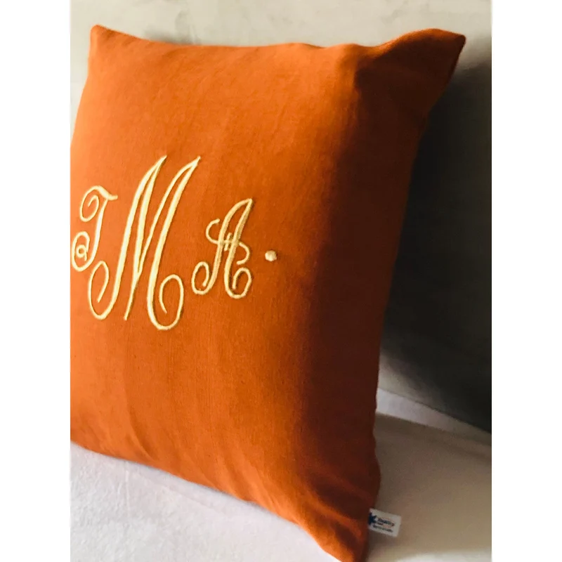 Monogram Rust Pillow Cover, Decorative Monogrammed