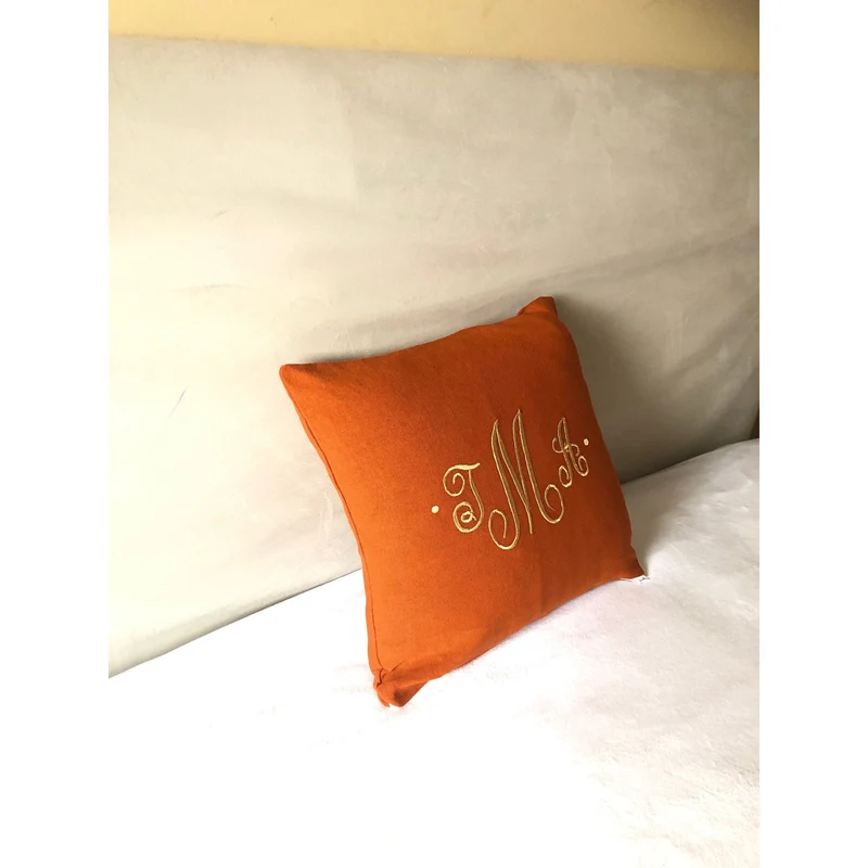 Monogram Rust Pillow Cover, Decorative Monogrammed