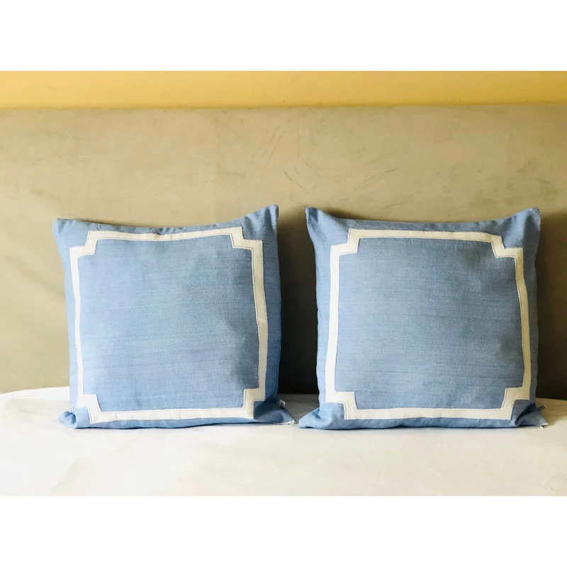 French Blue White Euro Pillows 26x26 Pillow Covers