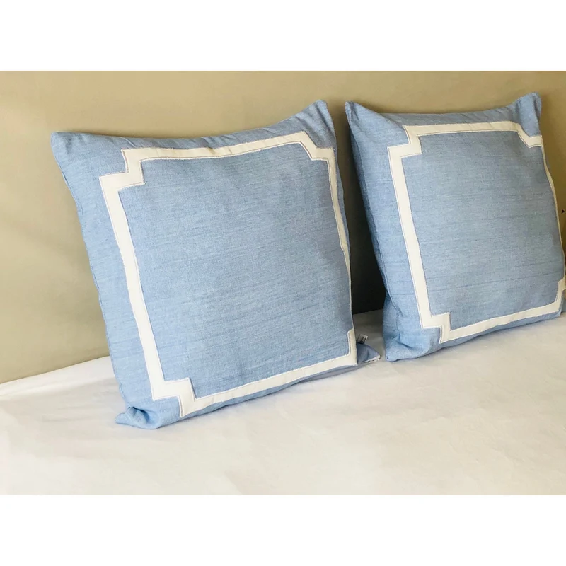 French Blue White Euro Pillows 26x26 Pillow Covers