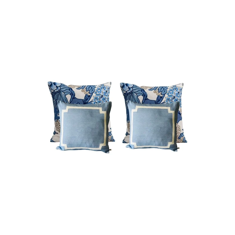 French Blue White Euro Pillows 26x26 Pillow Covers