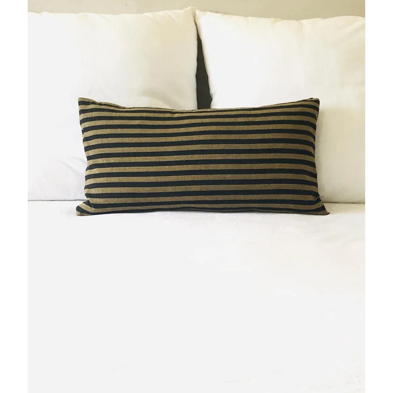 Farmhouse Lumbar Pillows, Cottage 12x24 Ticking Throw Pillows