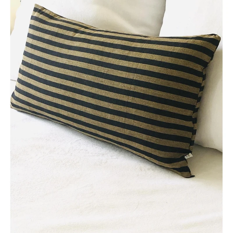Farmhouse Lumbar Pillows, Cottage 12x24 Ticking Throw Pillows